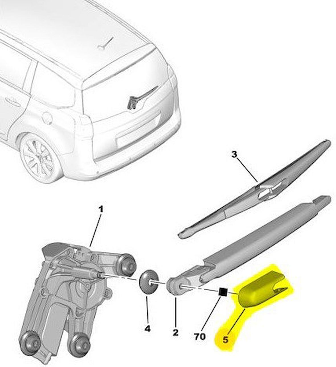 Peugeot 508 Arka Cam Sileceği Kapagı  [Orjinal] (642237)